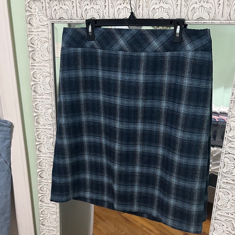 Talbots Plaid A-Line Women's Skirt in Teal and Navy | Women’s Size 16